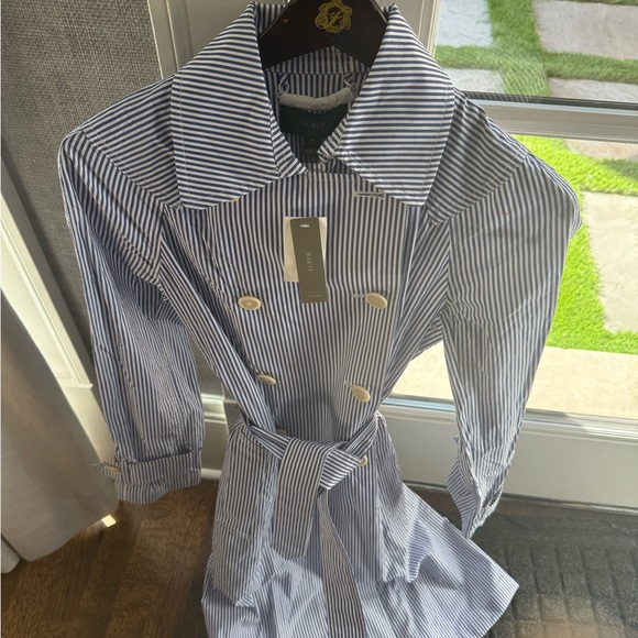 NWT J crew Striped Double-Breasted Trench Coat- super chic and sold out!! Size 0 - Picture 4 of 6